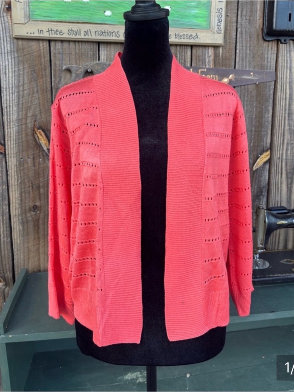 Perceptions New York size XL Coral cover-up shrug cardigan sweater NWT 2154